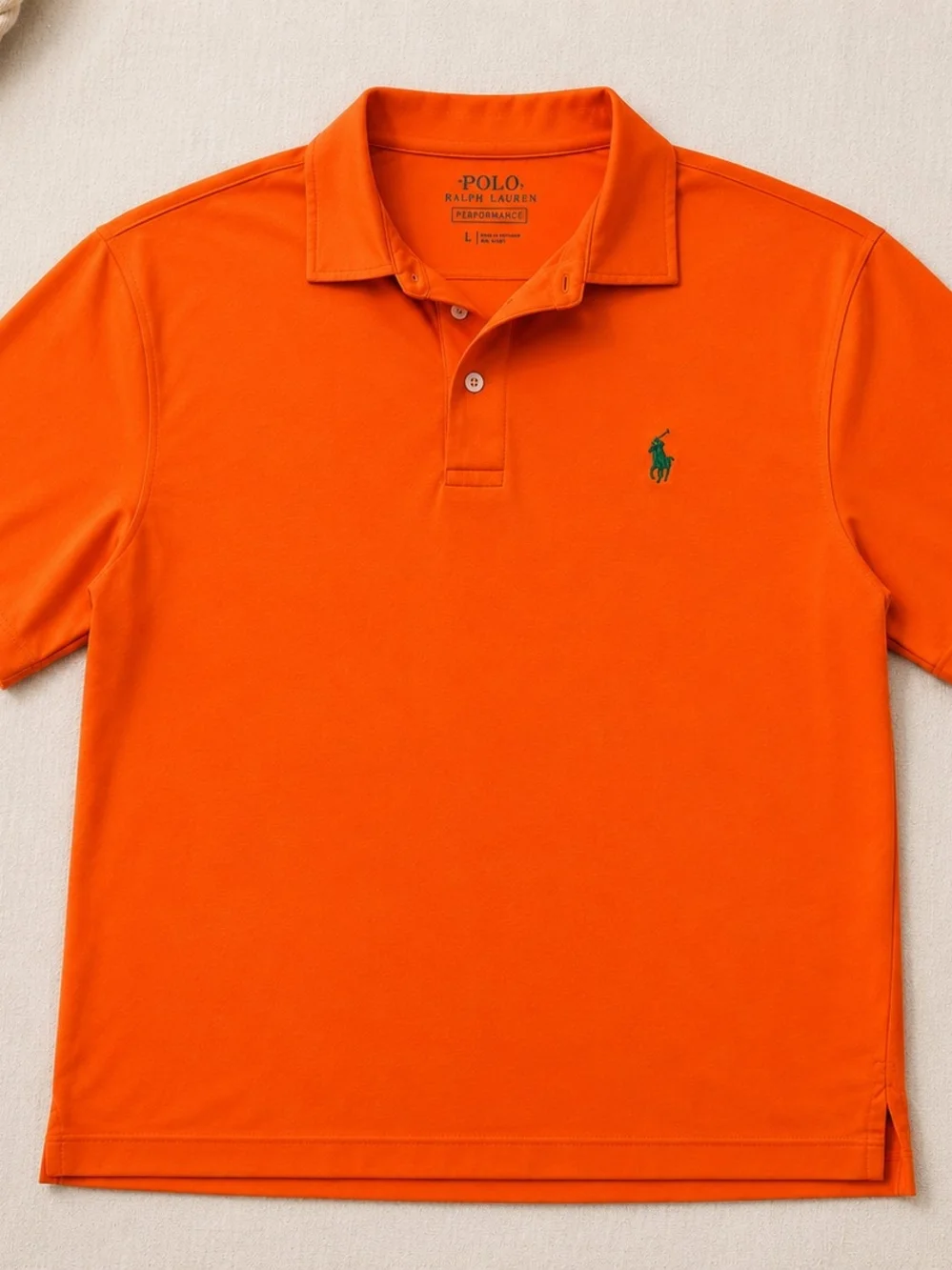 Polo Ralph Lauren Performance Polo Shirt L Orange Moisture Wicking Golf